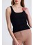 Kadın Fitilli Kalın Askılı Sıfır Kol Basic Siyah Yazlık Pamuklu Crop Bluz 4