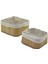2li Kare Bambu Kenar Organizer Sepet Ahşap Altlık - Bezli 21X21X10CM - 17X17X8CM (4887) 1