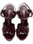 Hakiki Deri Bordo Sandalet Topuklu 6564 210 3