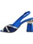 Hakiki Deri /tekstil Altın-Sax Mavı Sandalet Topuklu 380 13 2