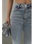 Önü Dekoratif Taş Detaylı Yüksek Belli Mom Fit Kadın Kot Pantolon Kar Yıkama Açık Mavi Jean 5