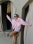 Kadın Pembe Modal Kumaş Oversize Gömlek 29181 3
