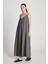 Kadın Antrasit %100 Modal Askılı Bol Kesim Uzun Elbise 29201 1