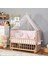 Ahşap Organik Beşik Anne Yanı Beşik 3 Kademeli Lüx Bebek Beşiği 60 x 120 cm - Pembe Balina Uyku Setli & Soft Yataklı 1