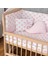 Ahşap Organik Beşik Anne Yanı Beşik 3 Kademeli Lüx Bebek Beşiği 60 x 120 cm - Pembe Balina Uyku Setli & Soft Yataklı 3