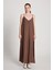 Kadın Kahve %100 Modal Askılı Bol Kesim Uzun Elbise 29201 2