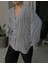 Kadın Acı Kahve Modal Kumaş Oversize Kesim Çizgili Gömlek 29208 2