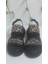 2523 Siyah Leopar Deri Sandalet 2