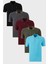 Pamuklu Slim Fit Şerit Detaylı Düğmeli Polo Yaka 5'li Paket T Shirt Erkek T Shirt 5902118S5 1