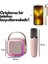 K12 Kablosuz Bluetooth Hoparlör Pembe Karaoke 2 Mikrofon Hediyeli Ses Efektli Rgb Hd Stereo Ses Usb/sd 4