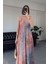 Fırfırlı Premium Desenli Elbise- Pembe 4