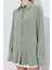 Kadın Haki Oversize Keten Gömlek 5