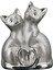 Gılde 2'li Şekil Kedi Porselen Gümüş Renkli L.9 cm W.16 cm H.20 cm 1