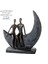 Gılde Heykel Çift Motifi Sentetik Reçine Gri Bronz Renkli L.8 cm W.21 cm H.23 cm 2