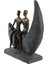 Gılde Heykel Çift Motifi Sentetik Reçine Gri Bronz Renkli L.8 cm W.21 cm H.23 cm 4