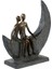 Gılde Heykel Çift Motifi Sentetik Reçine Gri Bronz Renkli L.8 cm W.21 cm H.23 cm 5