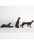 Gılde 3'lü Dekoratif Leopar Porselen Siyah Renk L.7 cm W.28 cm Y.21 cm 5