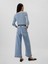 Kadın Mavi High Rise Wide-Leg Crop Jean Pantolon 5