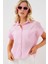 Çizgili Kısa Kol Gömlek 20324 - Pembe 1