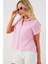 Çizgili Kısa Kol Gömlek 20324 - Pembe 3