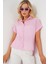 Çizgili Kısa Kol Gömlek 20324 - Pembe 4
