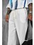 Erkek Baggy Fit Keten Görünümlü Pantolon Beyaz 4