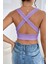 Kadın Siyah Çapraz Sırt Detaylı Şık Crop Top Büstiyer 5