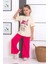 Ispanyol Paça Tayt Pantolon Tavşan Toka Baskılı Oversize Tshirt Kız Çocuk Alt Üst Takım 1