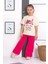 Ispanyol Paça Tayt Pantolon Tavşan Toka Baskılı Oversize Tshirt Kız Çocuk Alt Üst Takım 2
