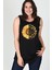 Büyük Beden Sun Flower Baskılı Kolsuz Viskon Basic Bluz 1
