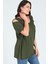 Büyük Beden Omuzu V Pencere Kısa Kol Bluz 3
