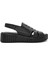 Kadın Siyah Kalın Tabanlı Deri Comfort Sandalet 25SFD410618 1