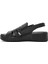 Kadın Siyah Kalın Tabanlı Deri Comfort Sandalet 25SFD410618 2