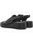 Kadın Siyah Kalın Tabanlı Deri Comfort Sandalet 25SFD410618 5
