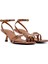Kadın Bronz Kısa Ince Topuklu Metalik Sandalet 25SFE451532 3