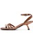 Kadın Bronz Kısa Ince Topuklu Metalik Sandalet 25SFE451532 4