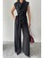 Tencel Modal Kolsuz Bluz Kapalı Cep Detaylı Dökümlü - Pantolon Takım - Siyah 2