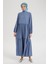 Kolları Lastikli Günlük Elbise-Indigo 25YT953 1
