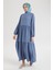 Kolları Lastikli Günlük Elbise-Indigo 25YT953 2