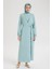 Kolları Lastikli V Yaka Detaylı Elbise-Mint 25YT944 1
