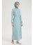 Kolları Lastikli V Yaka Detaylı Elbise-Mint 25YT944 3