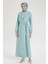 Kolları Lastikli V Yaka Detaylı Elbise-Mint 25YT944 4