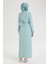 Kolları Lastikli V Yaka Detaylı Elbise-Mint 25YT944 5