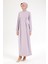 Belden Halka Desenli Elbise-Lila 25YT926 2