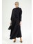 Pileli Etekli Kolları Lastikli Belden Kurdele Detaylı Etekli Ikili Takım-Siyah 25YT656 5