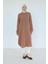 Gömlek Yaka Boydan Düğmeli Tunik-Camel 25YT448 1