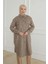 Gömlek Yaka Çıtçıtlı Tunik-Kahve-Bej 24KT415 4