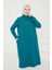 Kolları Ribanalı Yarım Fermuarlı Tunik-Petrol 24KT436 5