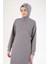 Kolları ve Yakası Ribanalı Yarım Fermuarlı Tunik-Gri 25YT437 3