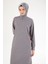 Kolları ve Yakası Ribanalı Yarım Fermuarlı Tunik-Gri 25YT437 4